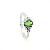 White Gold Tsavorite and Diamond Ring