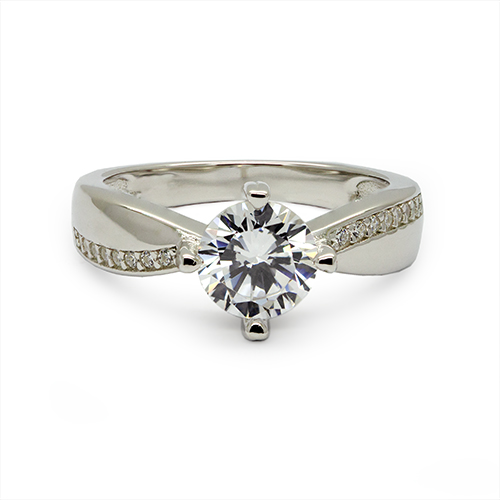 Zaveris Silver Radiance Tapered Cubic Zircon Ring