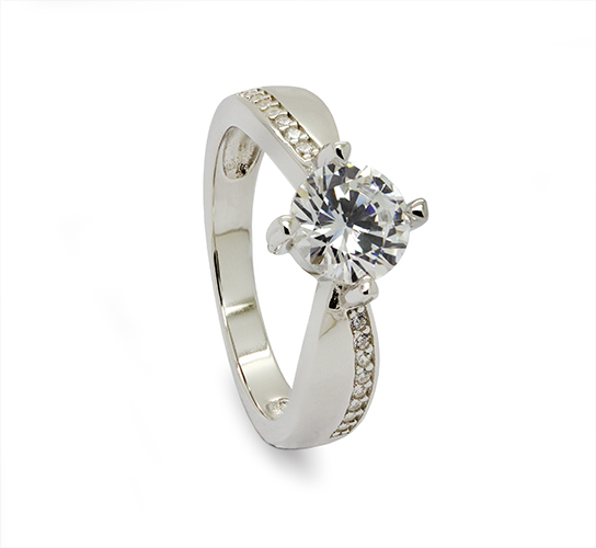 Zaveris Silver Radiance Tapered Cubic Zircon Ring