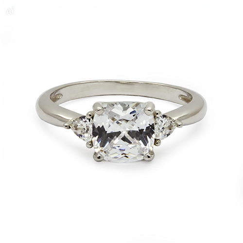 Zaveris Silver Elegance Cushion-Cut Cubic Zircon Ring