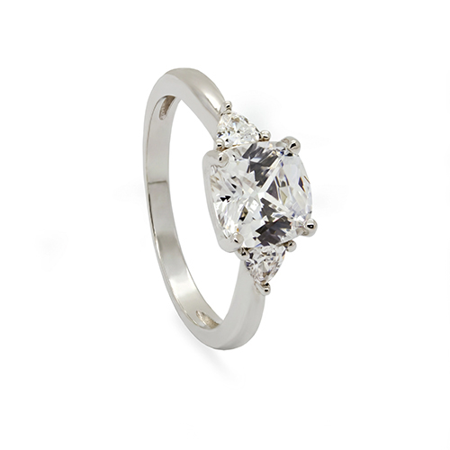Zaveris Silver Elegance Cushion-Cut Cubic Zircon Ring