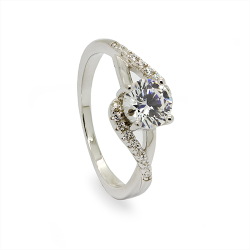 Zaveris Silver Grace Bypass Cubic Zircon Ring