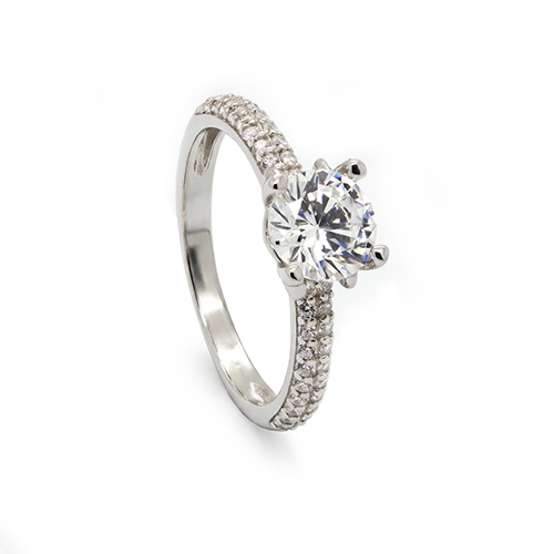 Zaveris Silver Radiance Solitaire Cubic Zircon Ring