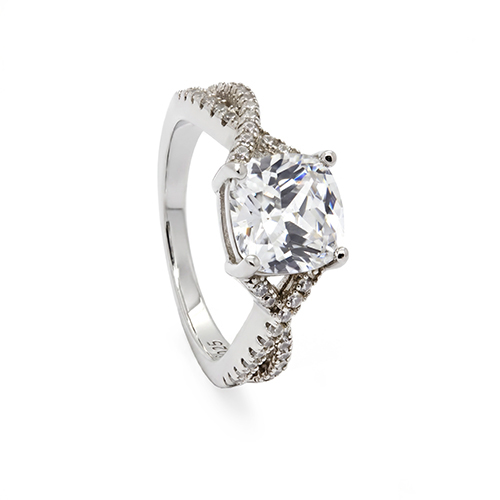Zaveris Silver Harmony Interlocked Cubic Zircon Ring