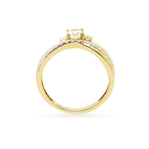 Zaveris Reverse Tapered 9 Carat Yellow Gold and Cubic Zirconia Ring