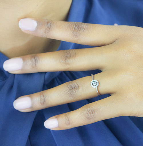 Zaveris 14 Carat White Gold Diamond Halo Cluster Ring