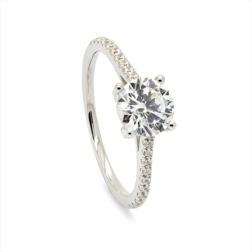 Zaveris 9 Carat White Gold Classic Solitaire White Cubic Zirconia Ring