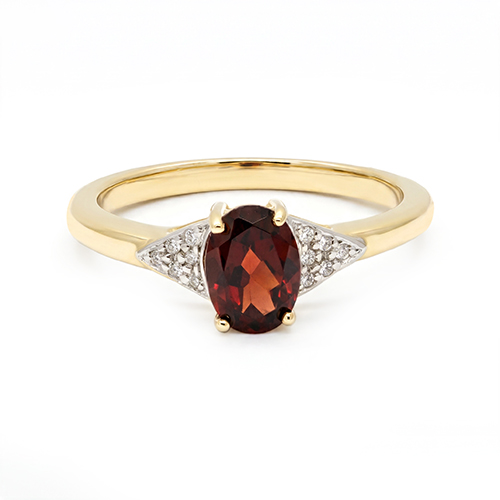 Zaveris 9 Carat Yellow Gold Eternal Flame Red Garnet And Diamond Ring