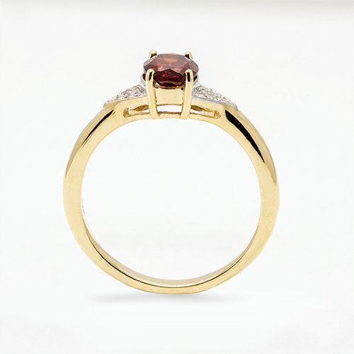 Zaveris 9 Carat Yellow Gold Eternal Flame Red Garnet And Diamond Ring
