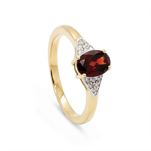 Zaveris 9 Carat Yellow Gold Eternal Flame Red Garnet And Diamond Ring