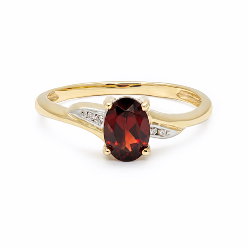 Zaveris 9 Carat yellow Gold Red Garnet And Diamond Ring