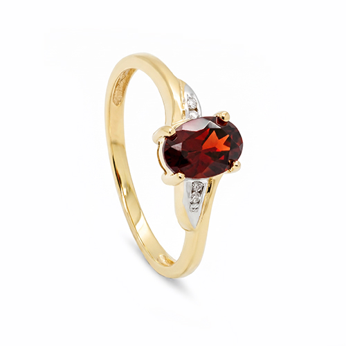 Zaveris 9 Carat yellow Gold Red Garnet And Diamond Ring