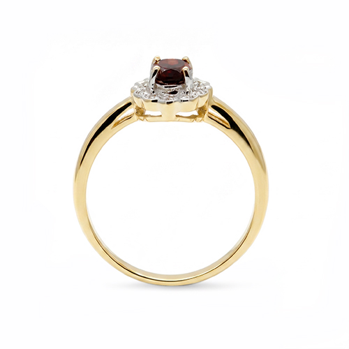 Zaveris 9 Carat Yellow Gold Red Garnet Halo Diamond Ring