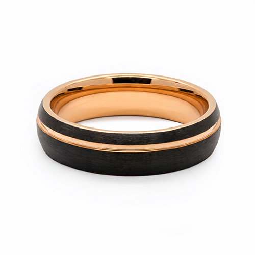 Zaveris 6mm Two Tone Black And Gold Tungsten Carbide Ring