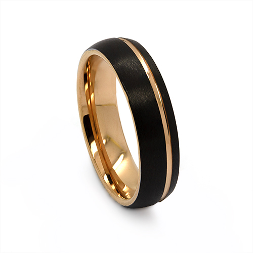 Zaveris 6mm Two Tone Black And Gold Tungsten Carbide Ring
