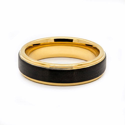 Zaveris 6mm Gold Stepped Edge Tungsten Carbide Ring