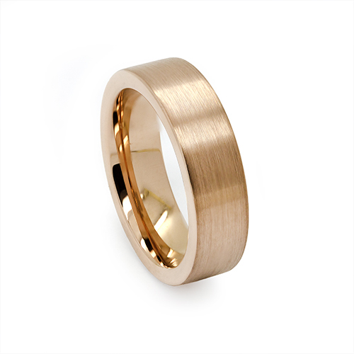 Zaveris Flat Brushed Gold Plated Tungsten Carbide Band