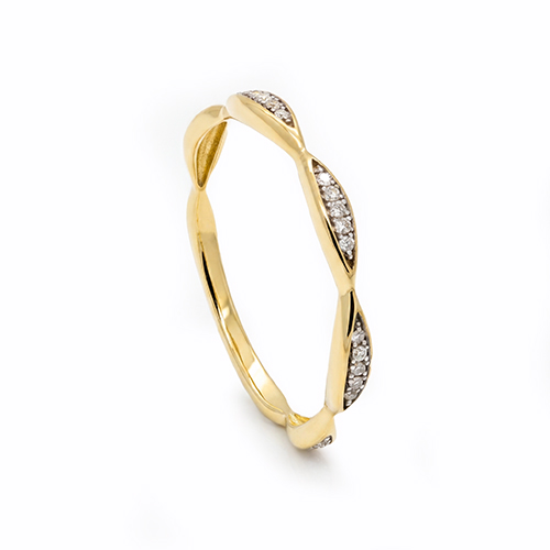 Zaveris 9 Carat Yellow Gold Eternal Twist Diamond Wedding Band