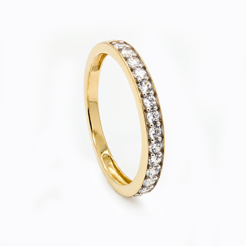 Zaveris 9 Carat Yellow Gold Shimmering Cubic Zirconia Slim Wedding Ring