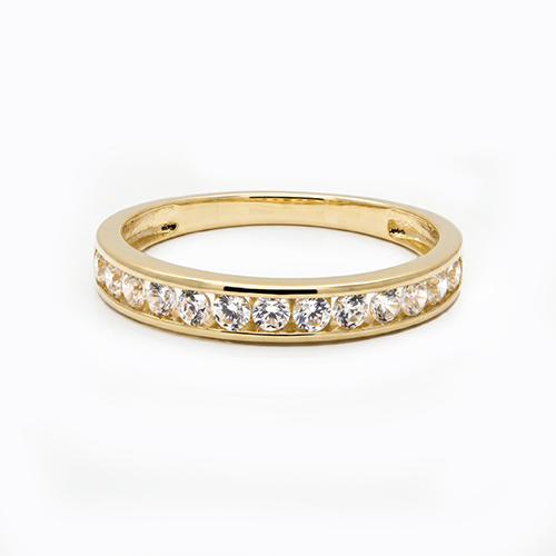 Zaveris 9 Carat Yellow Gold Channel Set Cubic Zirconia Band