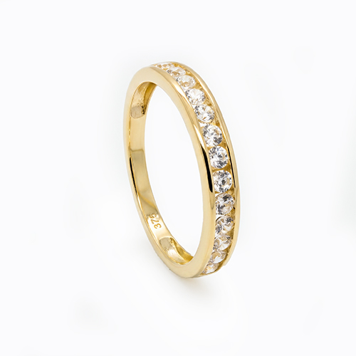 Zaveris 9 Carat Yellow Gold Channel Set Cubic Zirconia Band