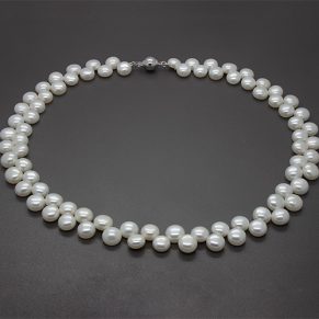 Zaveris Double-Strand White Button Freshwater Pearl Necklace