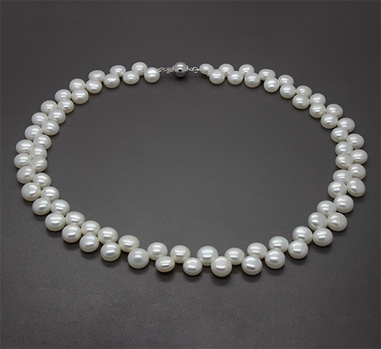 Zaveris Double-Strand White Button Freshwater Pearl Necklace