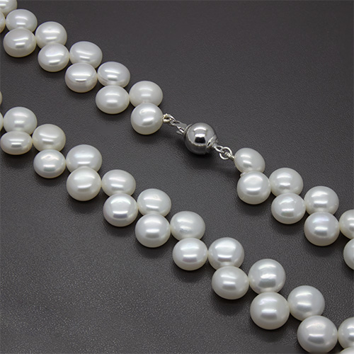 Zaveris Double-Strand White Button Freshwater Pearl Necklace