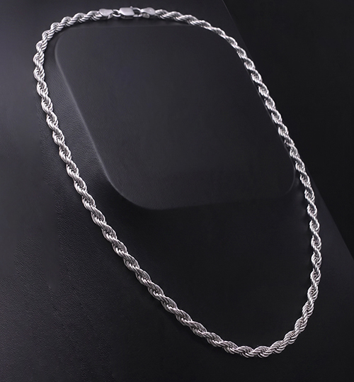 Zaveris 20 Inch Sterling Silver Rope Chain Necklace