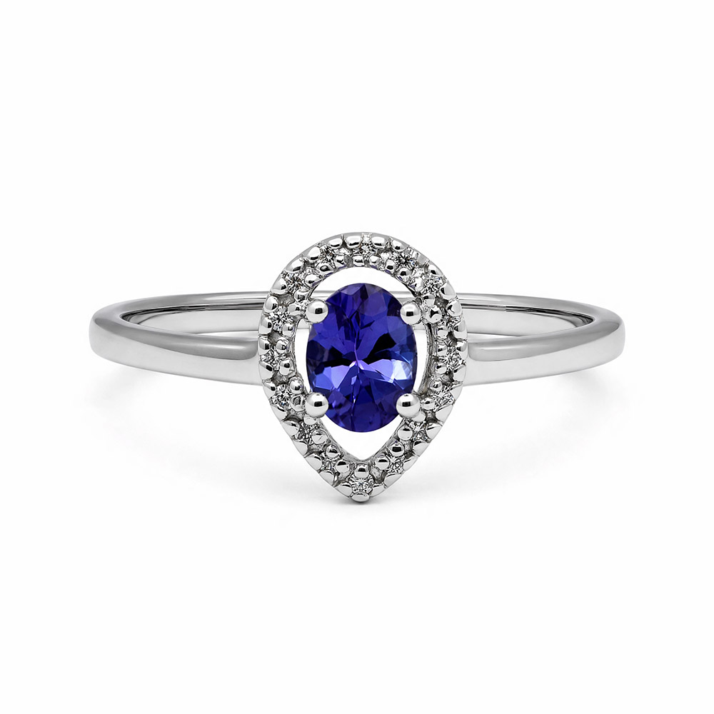 Zaveris 9 Carat White Gold Tanzanite and Diamond Ring