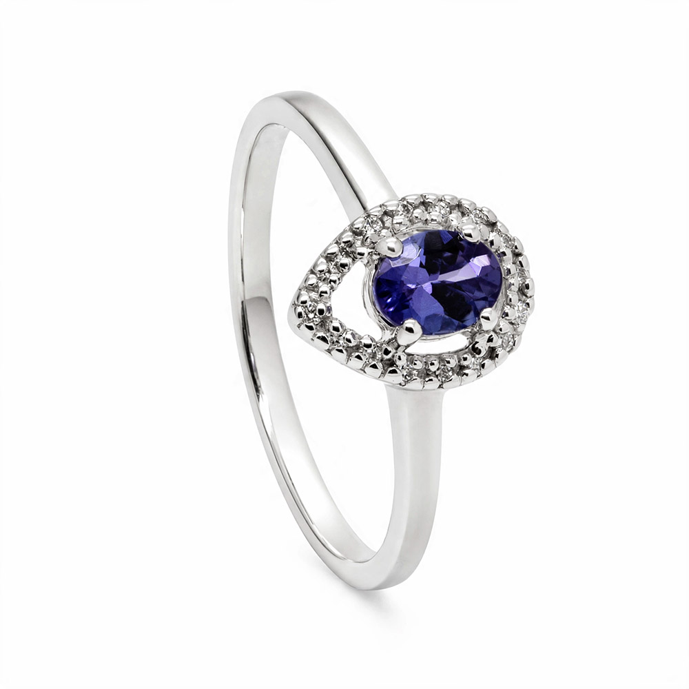 Zaveris 9 Carat White Gold Tanzanite and Diamond Ring