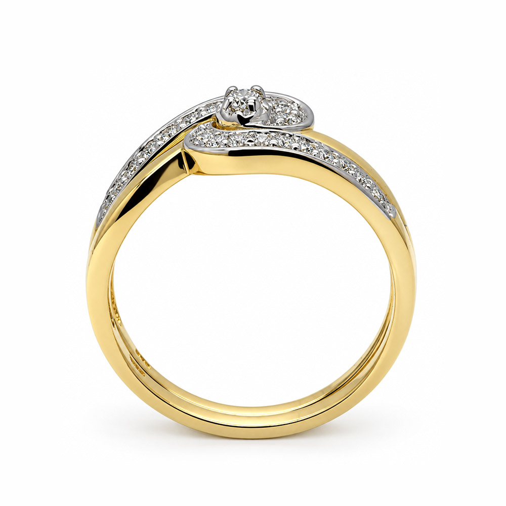 Zaveris 9 Carat Yellow Gold Cluster Diamond Bridal Set