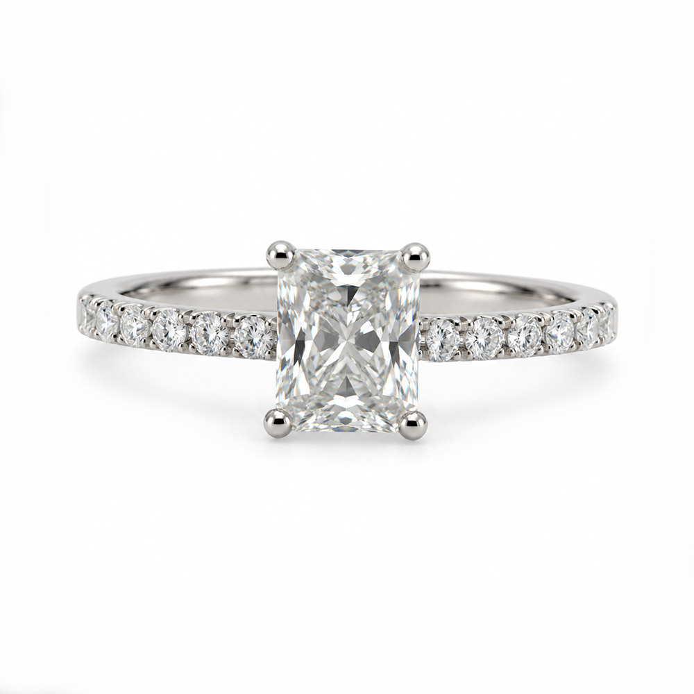 Zaveris 14 Carat White Gold Square Lab Grown Diamond Engagement Ring
