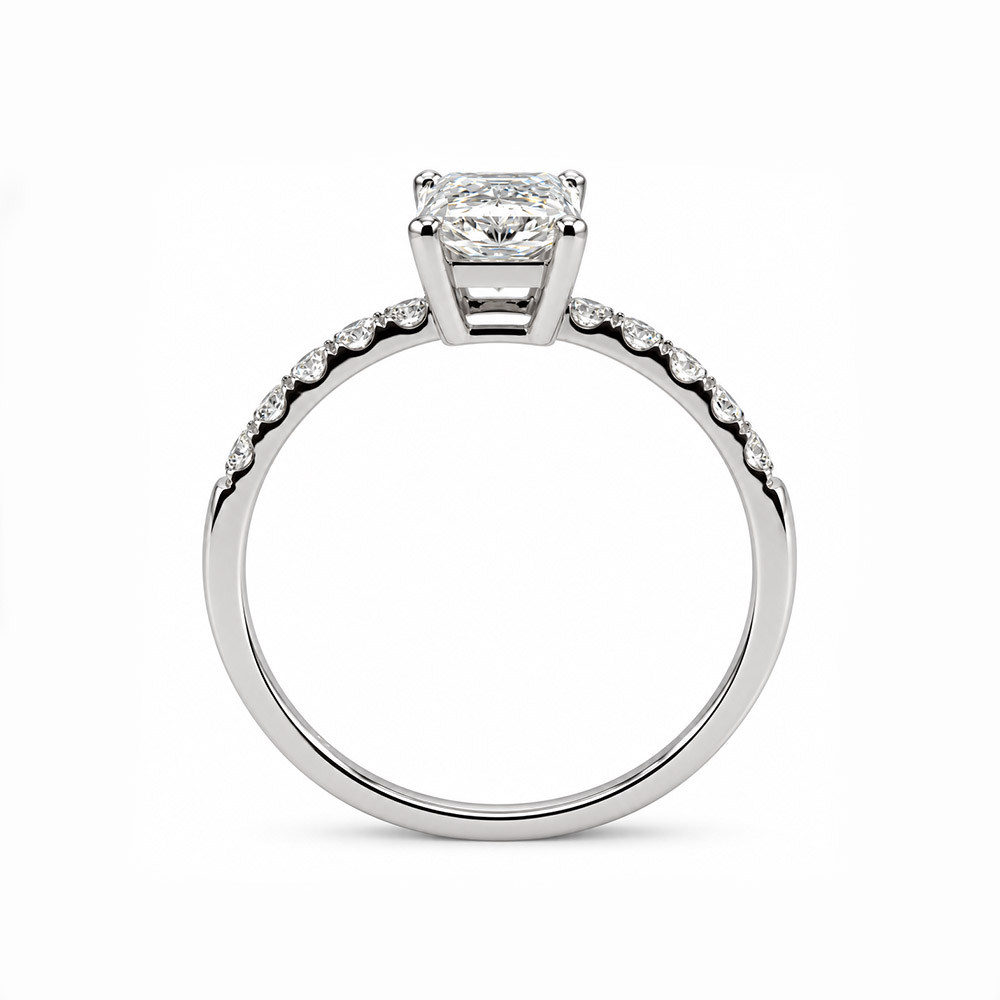 Zaveris 14 Carat White Gold Square Lab Grown Diamond Engagement Ring