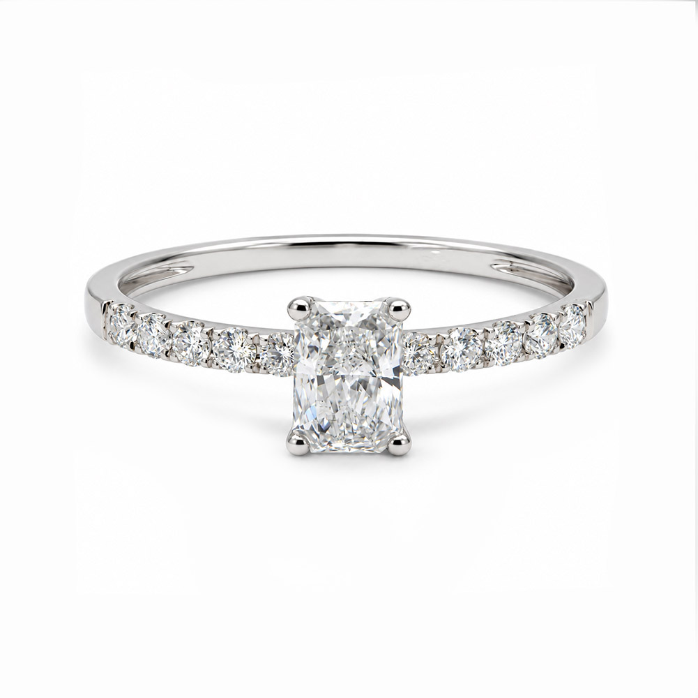 Zaveris 14 Carat White Gold Lab Grown Diamond Engagement Ring
