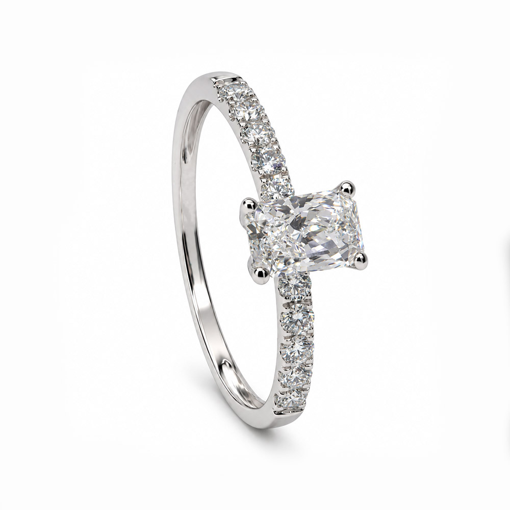 Zaveris 14 Carat White Gold Lab Grown Diamond Engagement Ring