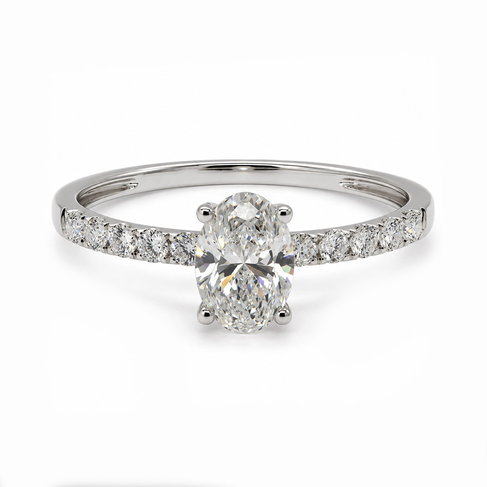 Zaveris 14 Carat White Gold Oval Lab-Grown Diamond Ring