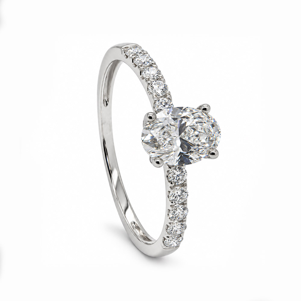 Zaveris 14 Carat White Gold Oval Lab-Grown Diamond Ring