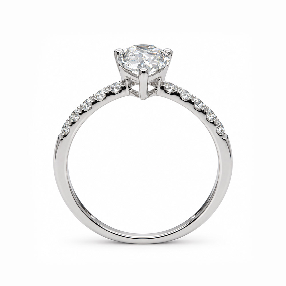 Zaveris 14 Carat White Gold Pear Shaped Lab Grown Diamond Ring