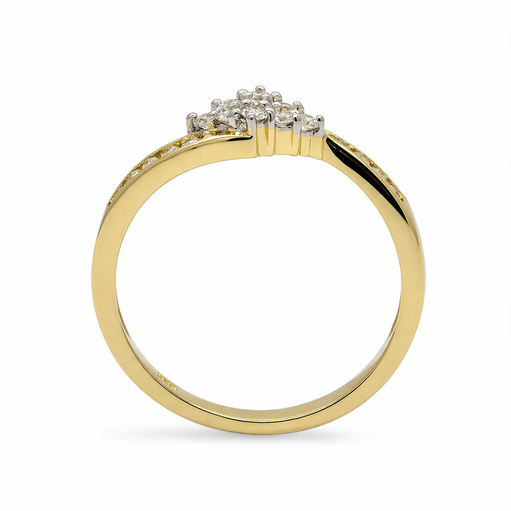Zaveris 9 Carat Yellow Gold Diamond Cluster Engagement Ring